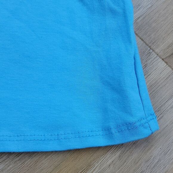 🔹️🔺️Blue Scoop Neck Stretchy Elbow Sleeve Top Large - Picture 9 of 11